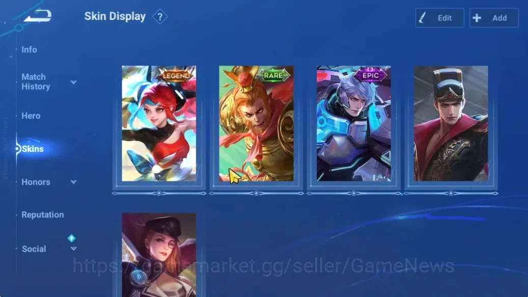 Honor of Kings Accounts Hero 13 Skin 5| Fresh Account With Legend Skins |  image 3