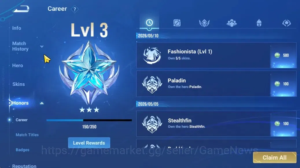 Honor of Kings Accounts Hero 13 Skin 5| Fresh Account With Legend Skins |  image 4