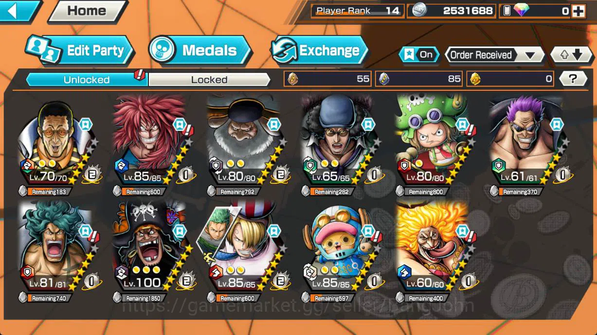 One Piece Bounty Rush Accounts GLOBAL | EX 4 | MAX 2 | Borsalino, Jay Saturn, Kuz image 2