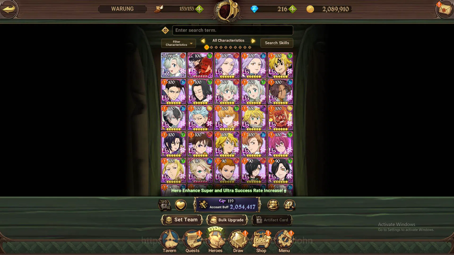 The Seven Deadly Sins: Grand Cross Accounts Others ASIA|2M CC|LR Elizabeth|UR Meresca, DKM, Oppressor2/6, Thor, Chaos 3