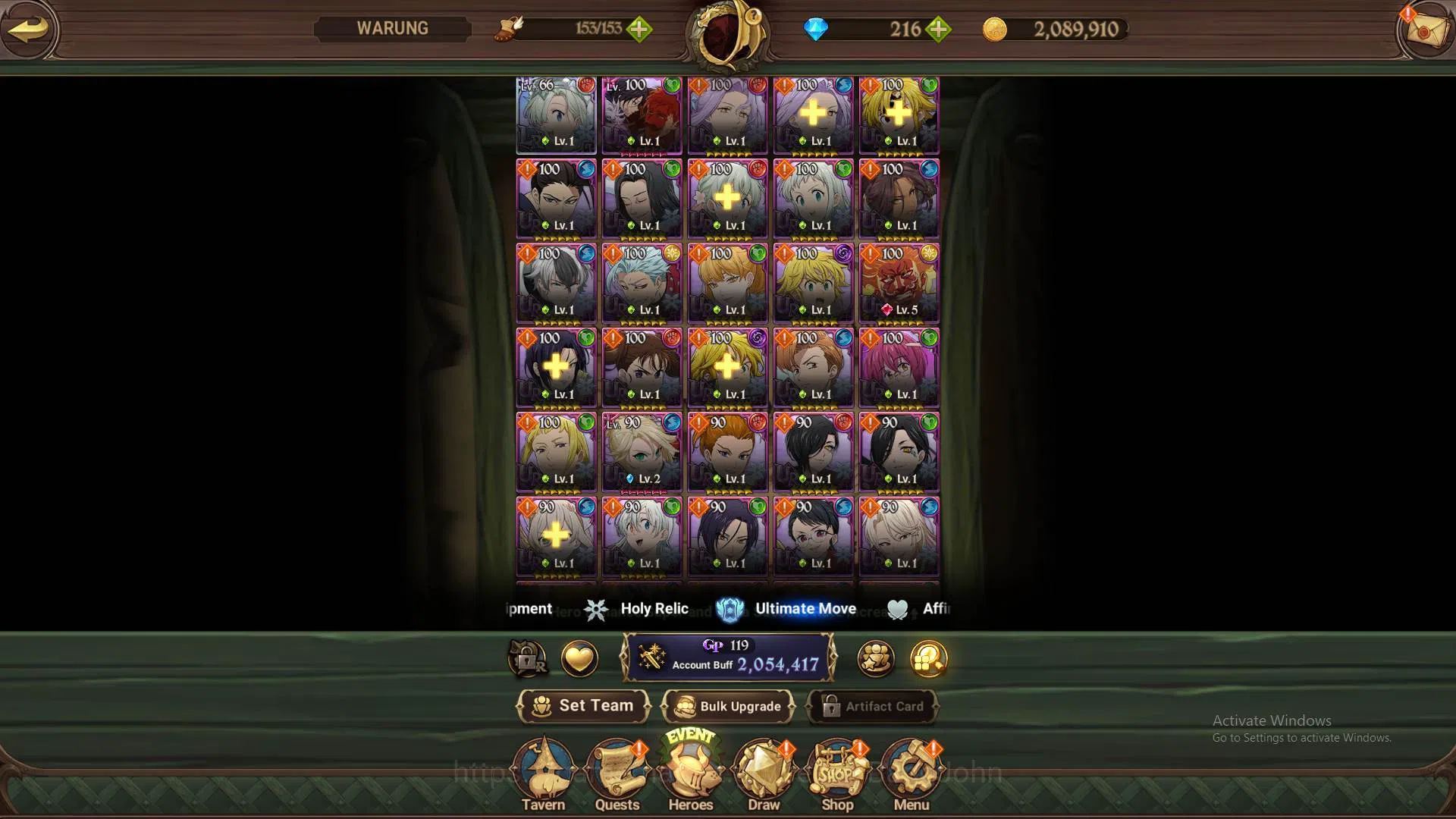 The Seven Deadly Sins: Grand Cross Accounts Others ASIA|2M CC|LR Elizabeth|UR Meresca, DKM, Oppressor2/6, Thor, Chaos 4