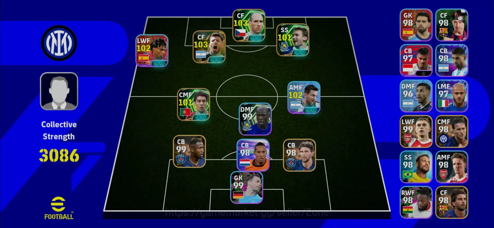 eFootball Accounts Legends & Iconic Players Mobile|PW 3086|Epic Sergio Aguero,Jan Koller DB,Rui Costa,Andriy 1