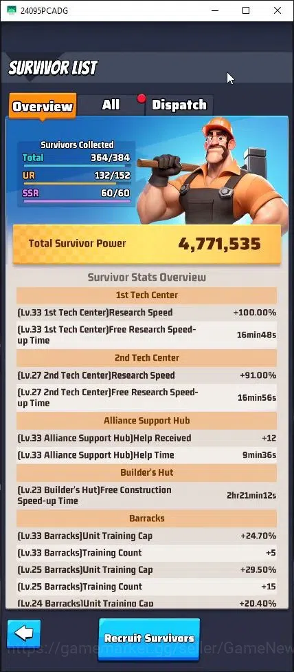 Last War: Survival Accounts S723 | Power 127.1M | HQ33 | VIP13 | Gorilla Lv20  image 20