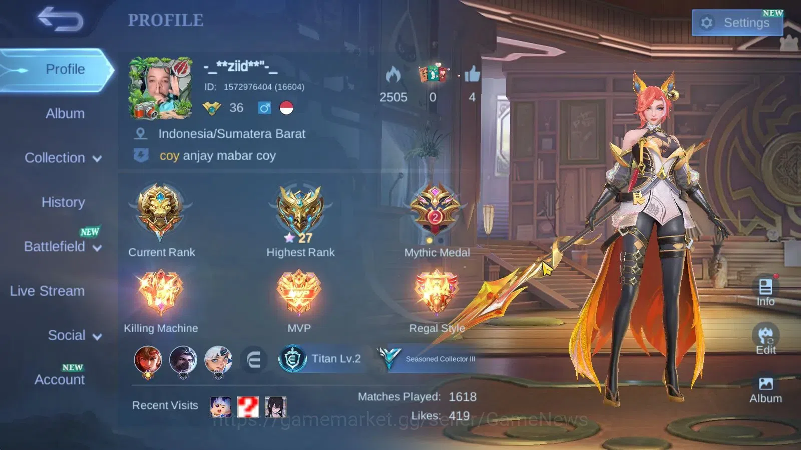 Mobile Legends: Bang Bang Accounts Hero 58|Skin 88|High Honor 27|SABER[Saber,Layla,Jo image 2