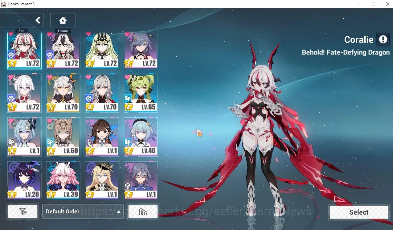 Honkai Impact 3rd Accounts SEA Lv74|2 Fullset (Kiana Ba-Dum,Coralie VB), Cora image 1