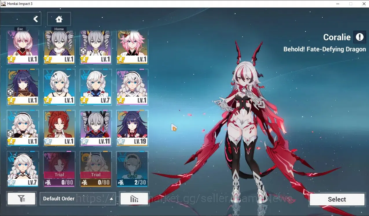Honkai Impact 3rd Accounts SEA Lv74|2 Fullset (Kiana Ba-Dum,Coralie VB), Cora image 2