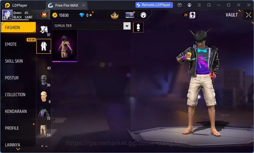 Free Fire Accounts Indonesia | Vault 72 | SG Lumut | Bundle Emoji | K image 16