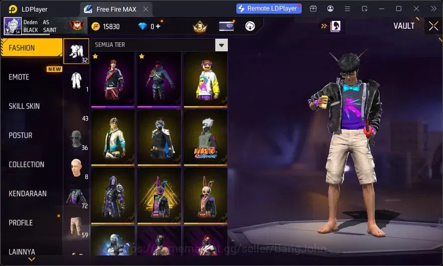 Free Fire Accounts Indonesia | Vault 72 | SG Lumut | Bundle Emoji | K image 17