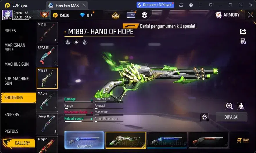 Free Fire Accounts Indonesia | Vault 72 | SG Lumut | Bundle Emoji | K image 4