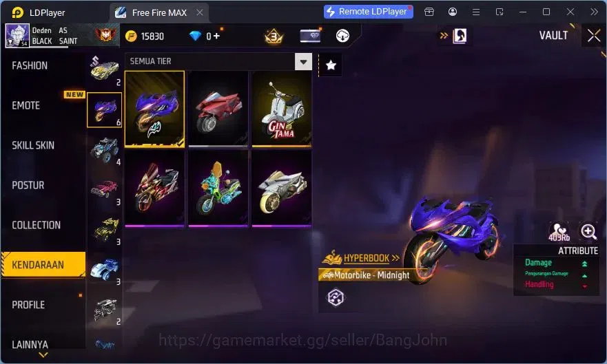 Free Fire Accounts Indonesia | Vault 72 | SG Lumut | Bundle Emoji | K image 6