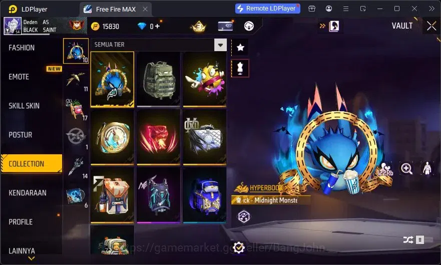 Free Fire Accounts Indonesia | Vault 72 | SG Lumut | Bundle Emoji | K image 8