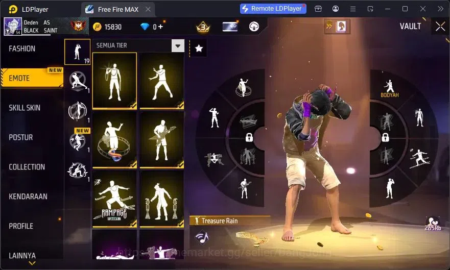 Free Fire Accounts Indonesia | Vault 72 | SG Lumut | Bundle Emoji | K image 9