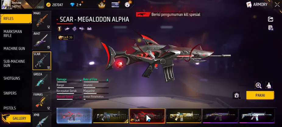 Free Fire Accounts Indonesia|M1887[Gurun Pasin,Repper],AK47 Blue Flam image 10