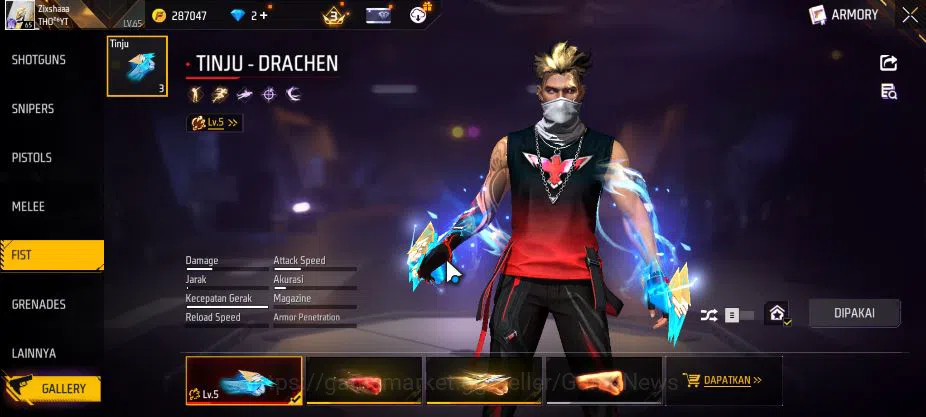Free Fire Accounts Indonesia|M1887[Gurun Pasin,Repper],AK47 Blue Flam image 12