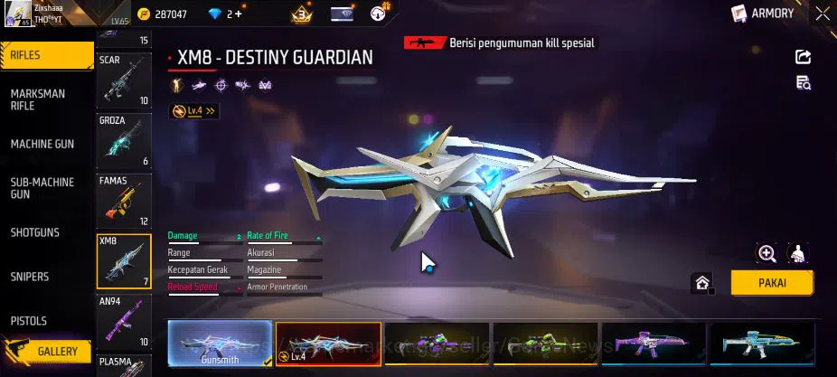 Free Fire Accounts Indonesia|M1887[Gurun Pasin,Repper],AK47 Blue Flam image 9