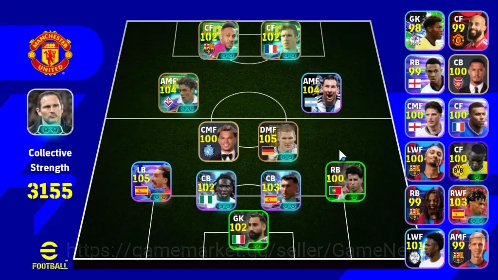 eFootball Accounts Legends & Iconic Players Android|Power 3155|Epic B. Schweinsteiger,Rui Costa,Eric Cantona,Aubameyang|Show 1
