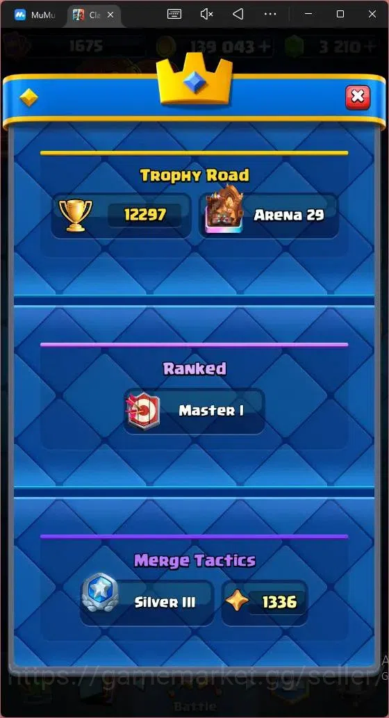 Clash Royale Accounts Mobile |CL 1675|KTL 16|12297 Trophy|Card 121|12 Ma image 4