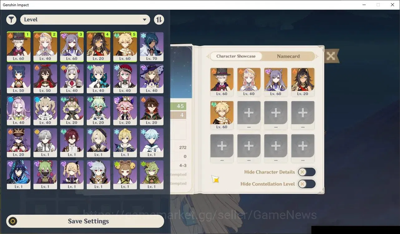 Genshin Impact Accounts Reroll ASIA|AR 45|2 Limited|Nicole,Lyney +2(5*Standard Character) +1(5* Sign Weapon)|Usn Unset|Male 2