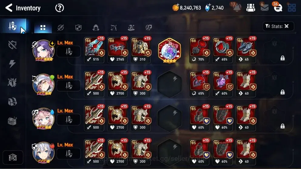 Epic Seven Accounts Starter GLOBAL Unverif|New Era|3 ML(Salome,SP Politis,LQ Charlotte)+TA Coli,Ivana,Etc|PoH+Bless ON|2K 8