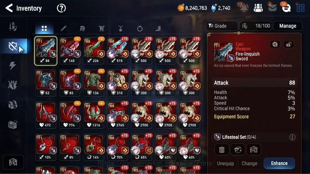 Epic Seven Accounts Starter GLOBAL Unverif|New Era|3 ML(Salome,SP Politis,LQ Charlotte)+TA Coli,Ivana,Etc|PoH+Bless ON|2K 9