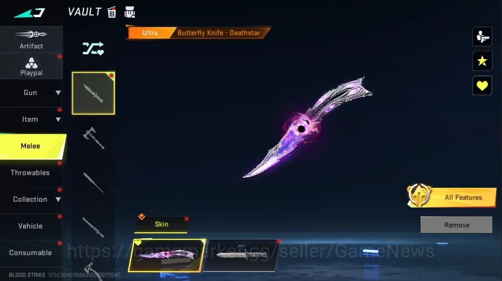 Blood Strike Accounts Collab Skin Asia|Meele Ultra Butterfly Knife Deathstar|7 Ultra URB Neon,P90 Neon,FAL Luchador,Galil 1