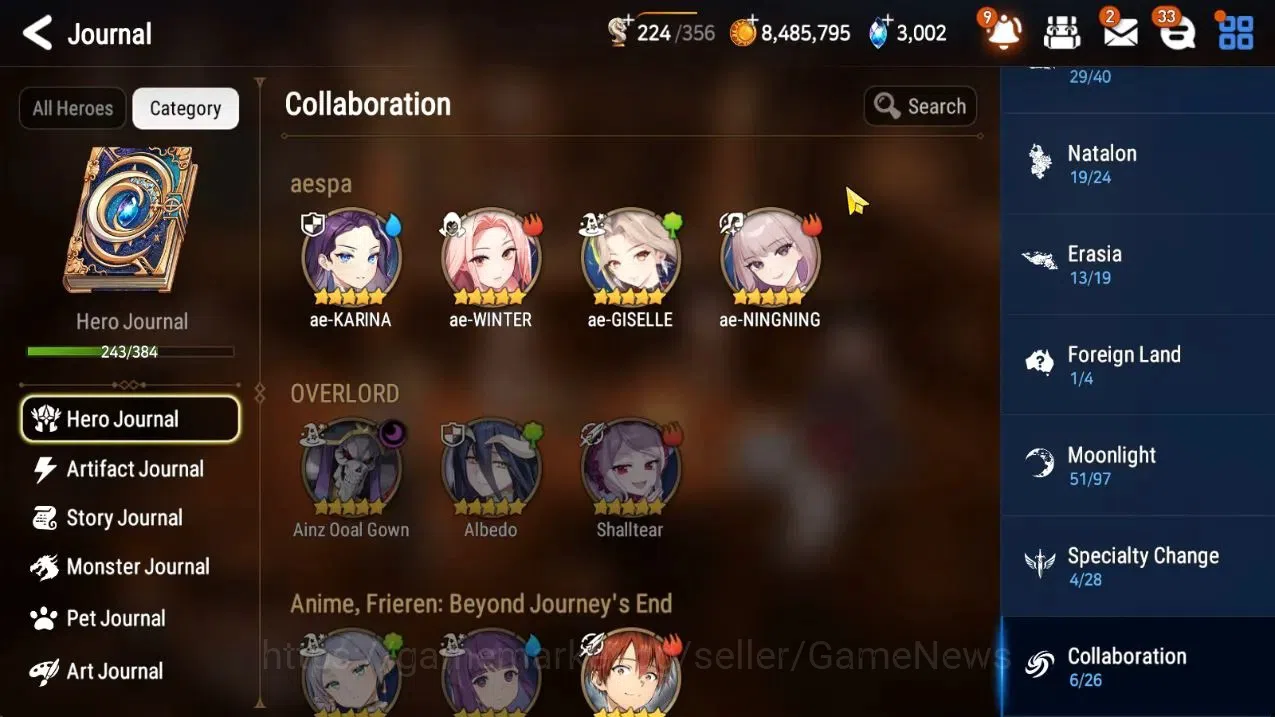 Epic Seven Accounts Collaboration Hero ASIA Verif|22 ML(NOTOS,BArunka,Har Seti,ZIO,etc)+Full COLLAB 1