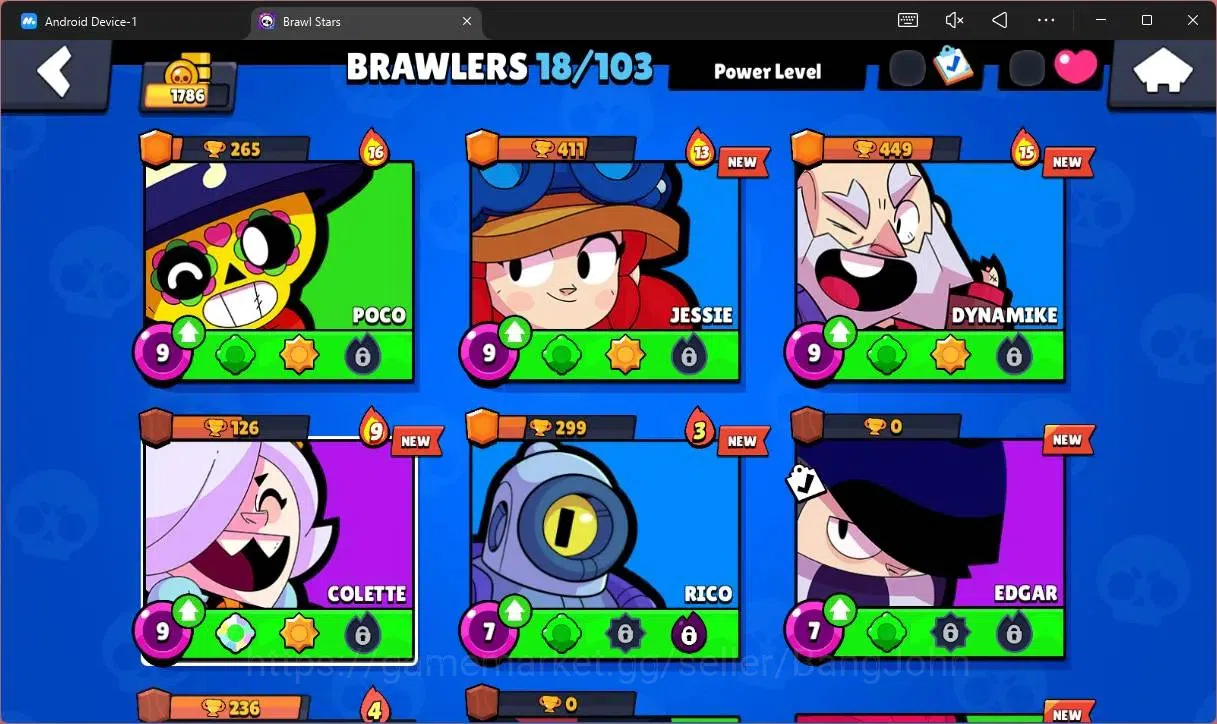 Brawl Stars Accounts Global|1786 Trophy|18 Brawler|4 Lv 9(Poco,Jessie,D image 5