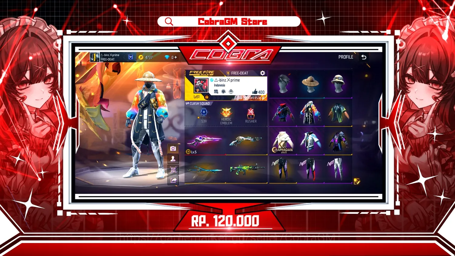 Free Fire Accounts Akun Free Fire Polosan Vault 101 | Evo 1 | Jerami | Angel | Kakashi | Lucky Koi | Doctor Red | Hip Kid 1