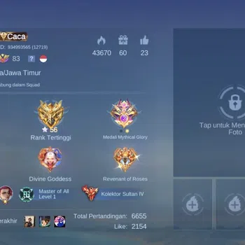 Mobile Legends: Bang Bang Accounts Smurf 8 LEGEND || 42 COLLABORATION || 6 COLLECTOR || weakly pass 69 day