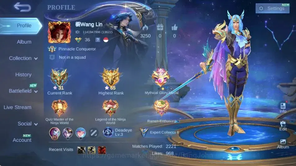 Mobile Legends: Bang Bang Accounts Global|Skin 152|Expert|Prime Granger|Collab Vale+C image 14