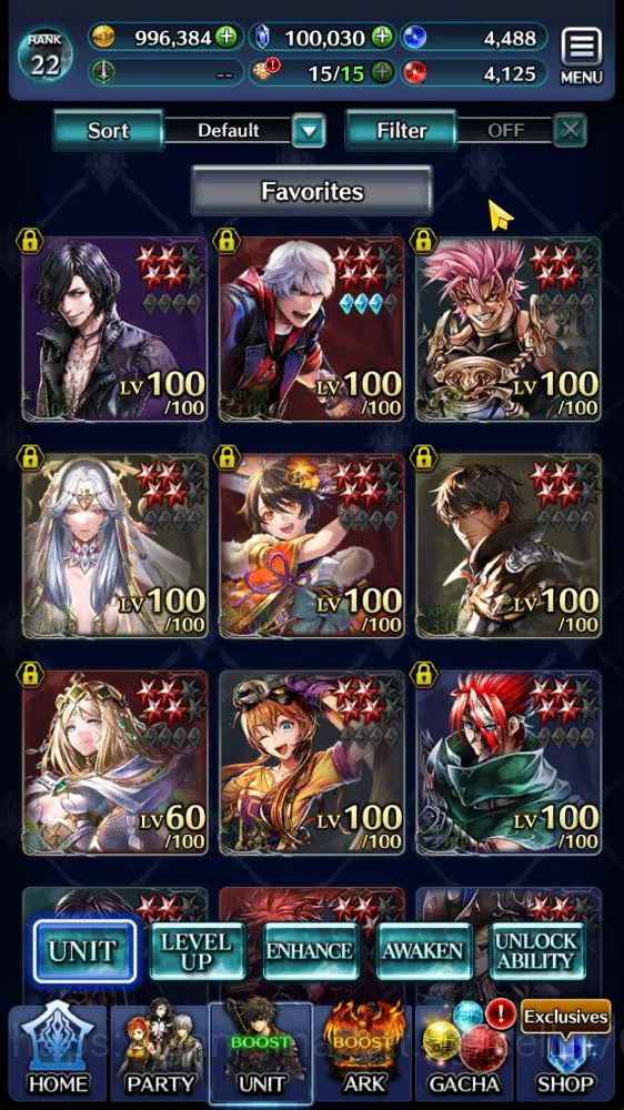 Last Cloudia Accounts Mid‑Game Global|Rank 22|100k Crystal|V,Nero tYK,SM Sera,Etc|1 UR (G Garland),1 LR (DMC Mobile),15 SSR