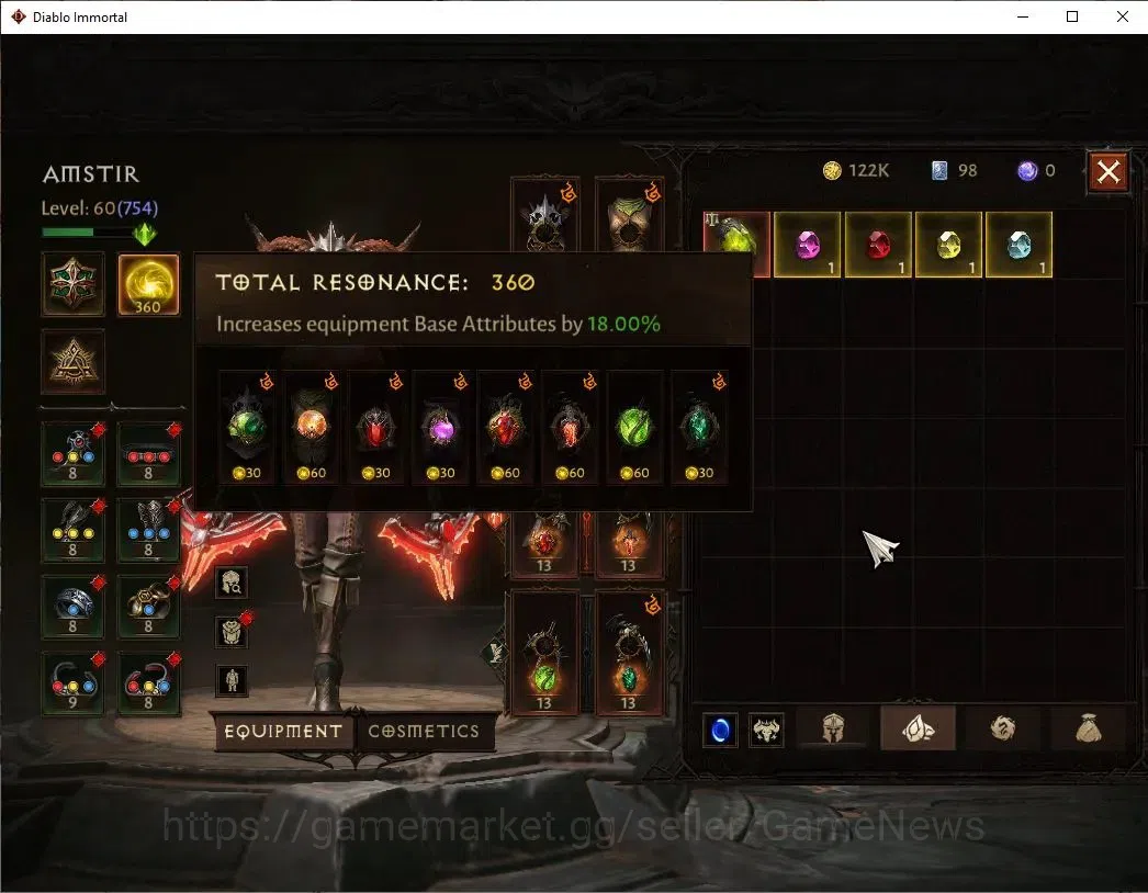 Diablo Immortal Accounts EU - Sescheron|CS ON|Lv60(754)|Demon Hunter|CR 39K image 6