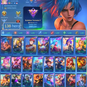 Mobile Legends: Bang Bang Accounts Others HERO 138 SKIN 232 | EMBLEM ALL MAX| COLECTOR NATALIA| VALE GARA| EPIC KHUFRA