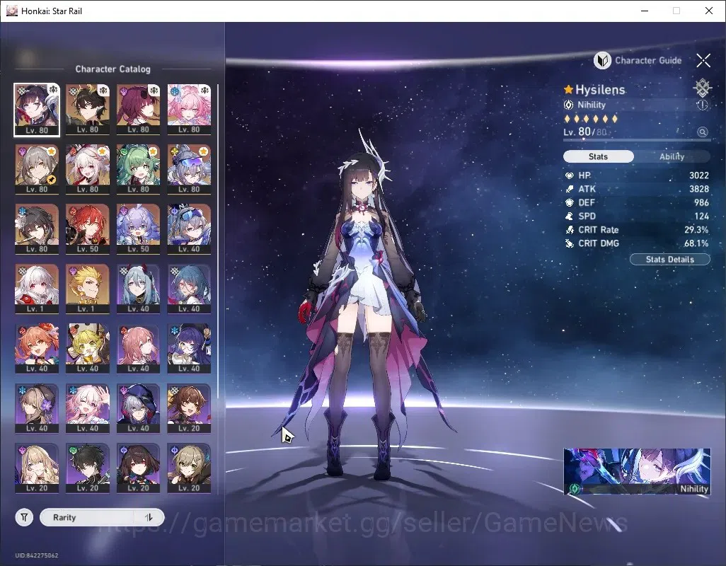 Honkai Star Rail Accounts Others Asia|TL 67|10 Limited|(SW999,Sparxie,Hysilens,Danheng PT)+Sign Cyrene,Kafka,Huohuo 1