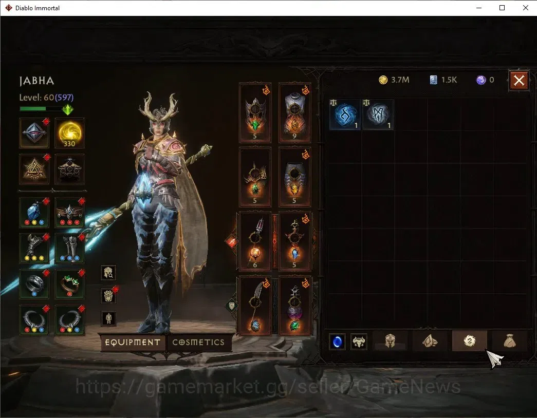 Diablo Immortal Accounts High-End OCE - Azmodan|CS ON|Lv60(597)|Blood knight|35K CR|Reso 330|Paragon Vanquisher|Inferno II|2 7