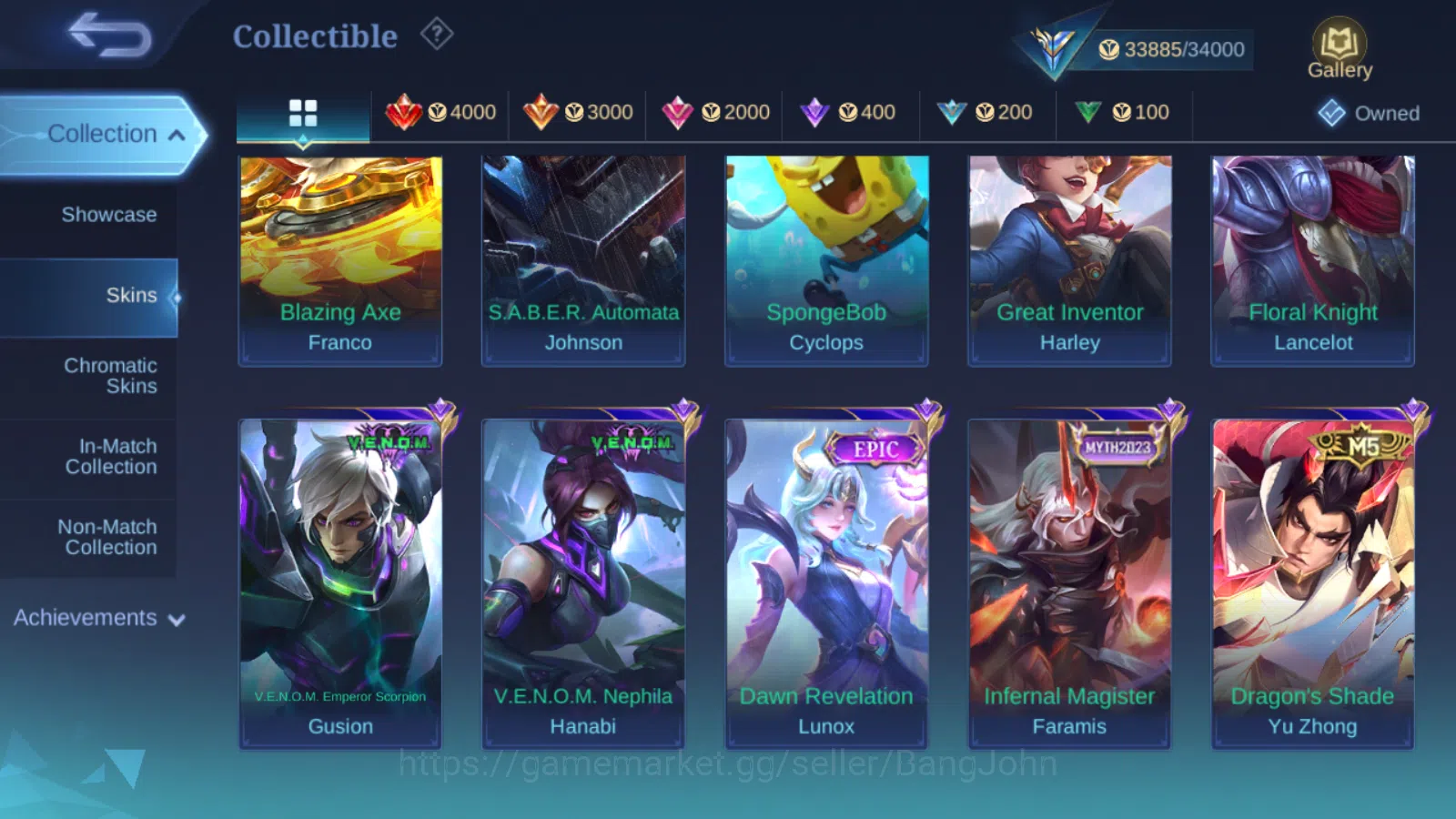 Mobile Legends: Bang Bang Accounts Others Hero 75 | Skin 139 | Collector Pharsa | Prime Yu Zhong | Luckybox Kimmy | KOF 8