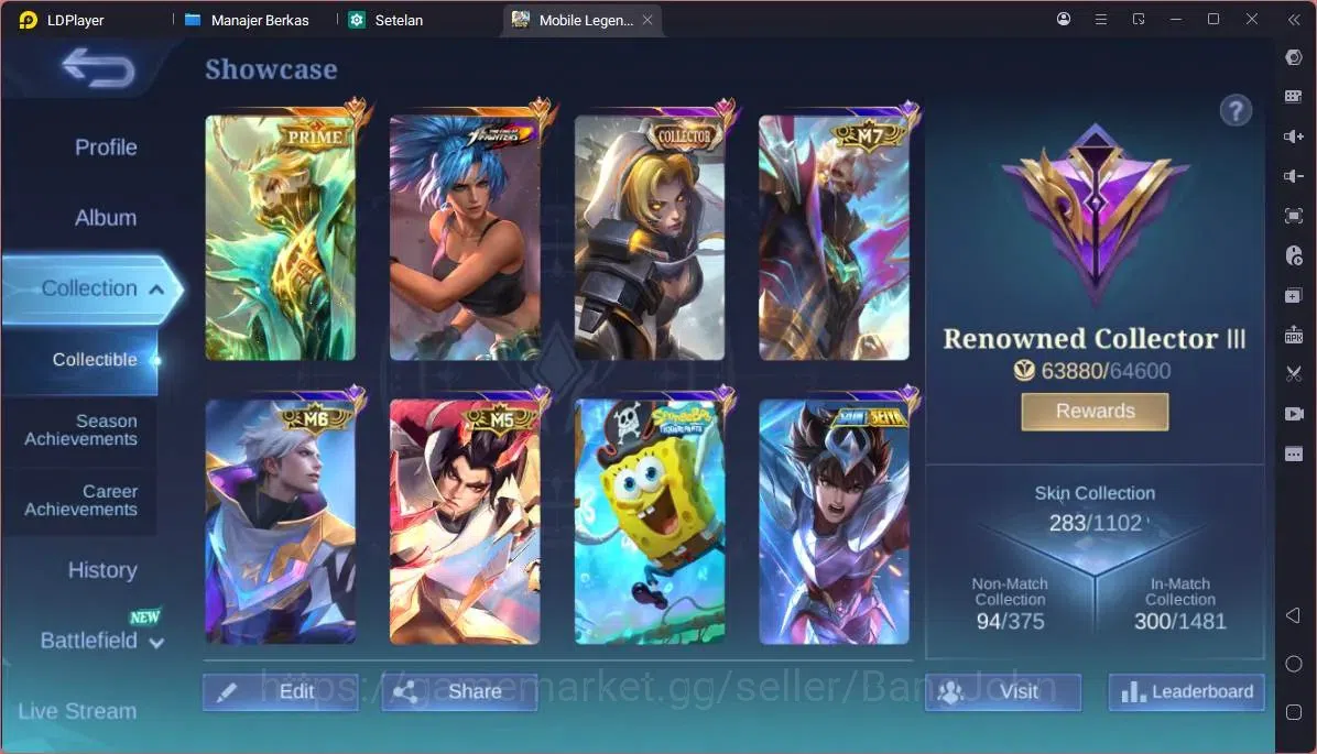Mobile Legends: Bang Bang Accounts GLOBAL 132 Hero Skin 283|Granger Prime|KOF Karina| image 15