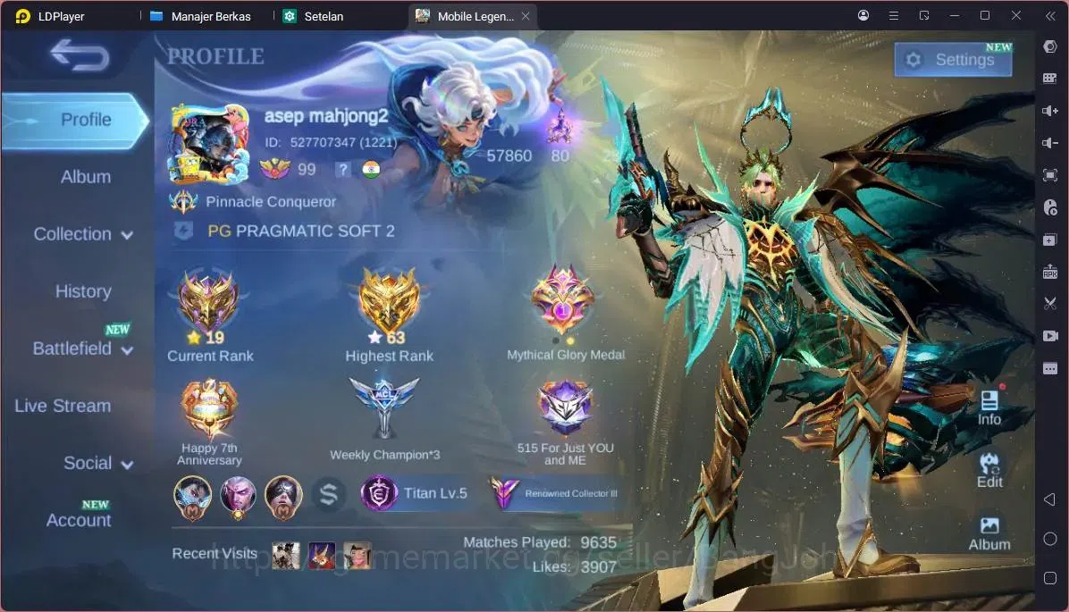 Mobile Legends: Bang Bang Accounts GLOBAL 132 Hero Skin 283|Granger Prime|KOF Karina| image 16