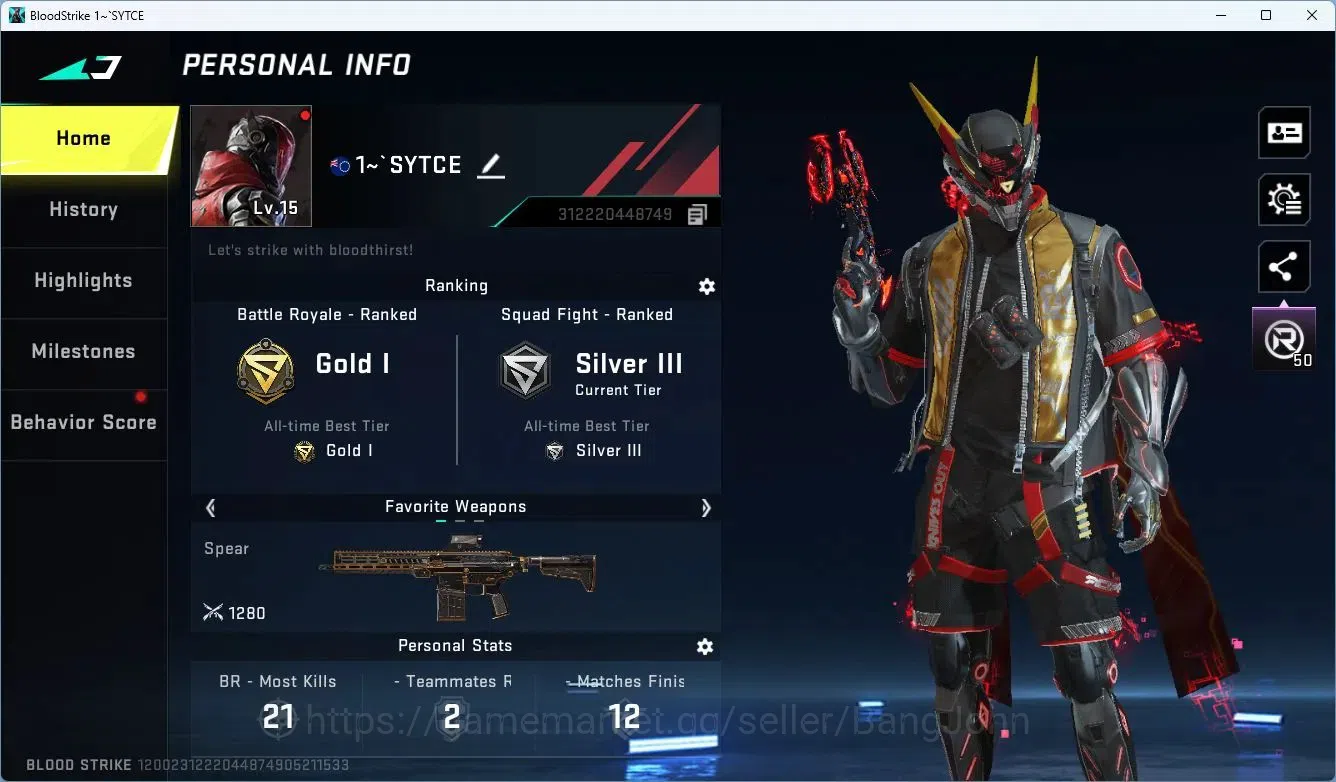 Blood Strike Accounts ASIA | 1 ETERNAL: Desert Eagle-Scorpius | 1 7DS |  image 2