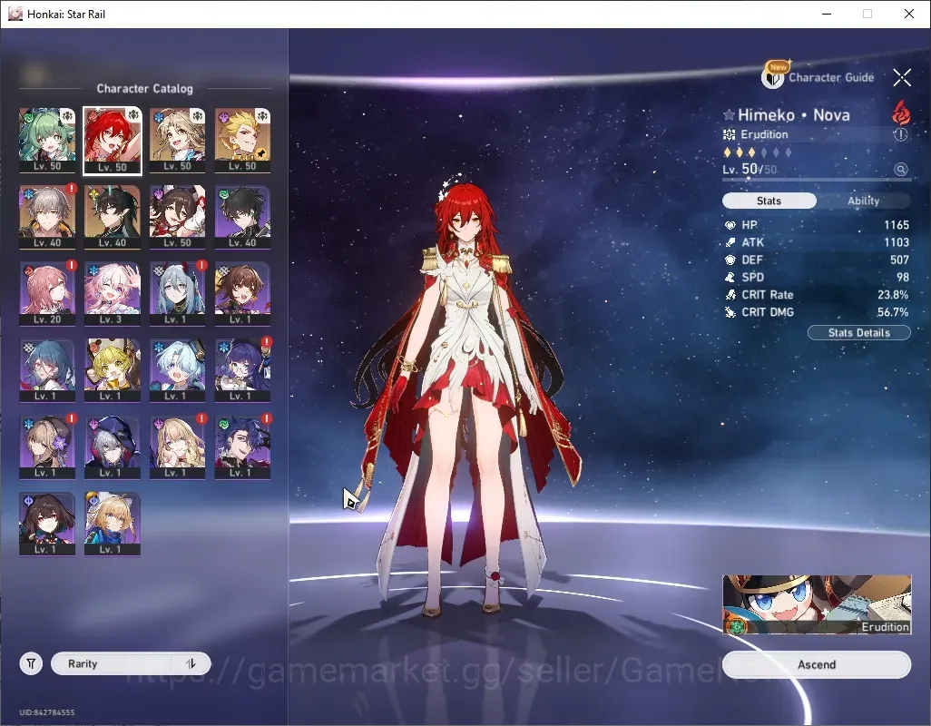 Honkai Star Rail Accounts Others Asia|TL 31|4 Limited|Himeko Nova,Huohuo,Gilgamesh,Danheng Lunae + 1 Standard Yanqing|Male 1