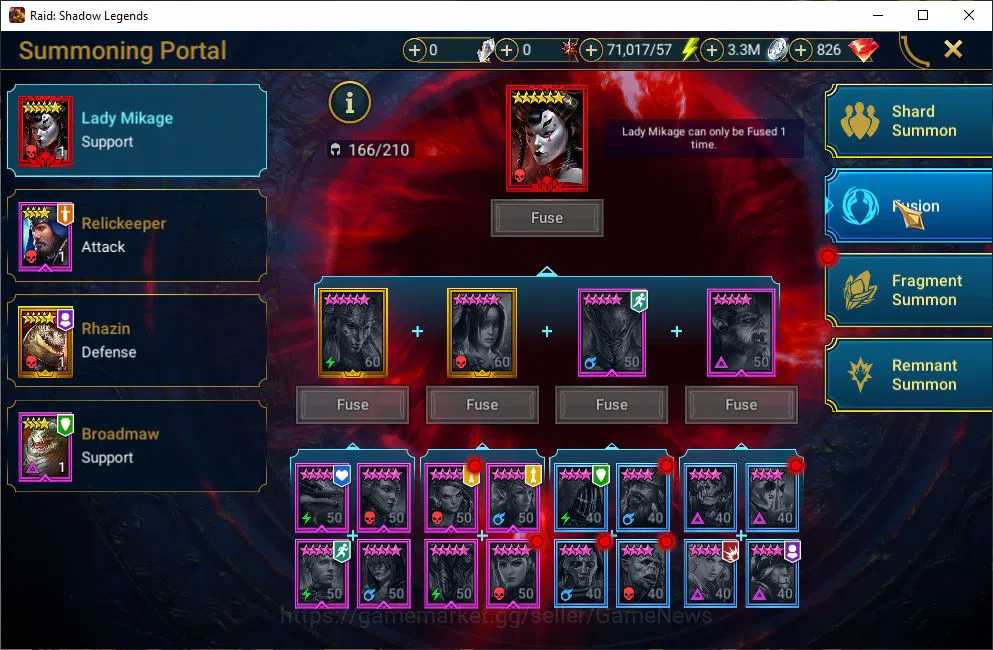 Raid: Shadow Legends Accounts Mid-Game Lv14 858K Power|1 Mythical (Galathir)|22 Legendary 13