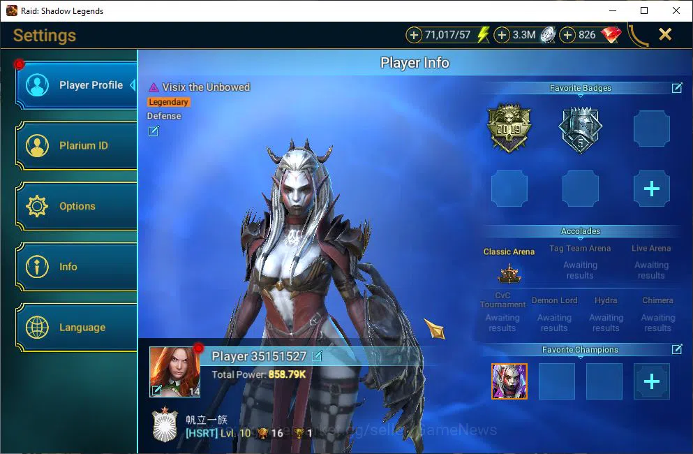 Raid: Shadow Legends Accounts Mid-Game Lv14 858K Power|1 Mythical (Galathir)|22 Legendary 2