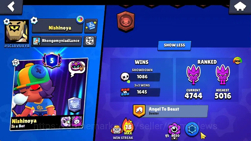 Brawl Stars Accounts 23608 Trophy|71Brawlers 15Max|UL Kaze|13k PP,4k Bl image 3