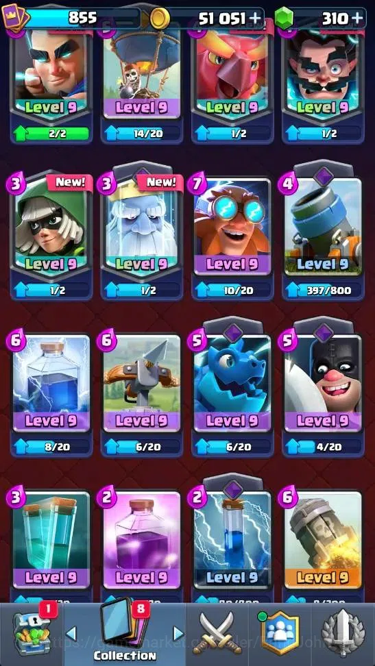 Clash Royale Accounts High-End Global | Trophy 5865 | KTL 12 | EVO 7 | Hero 1 |9 Legendary Card | 51k Gold | 310+ Gems 13