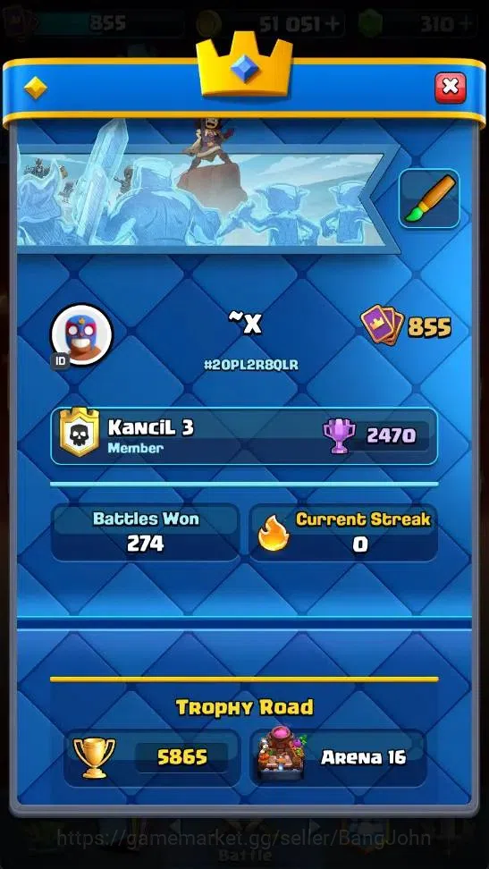 Clash Royale Accounts High-End Global | Trophy 5865 | KTL 12 | EVO 7 | Hero 1 |9 Legendary Card | 51k Gold | 310+ Gems 2