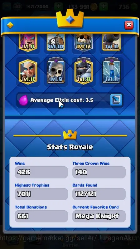 Clash Royale Accounts Starter Lvl 30|Trophy 7000|KTL 11|Limited Skin|Card 112|1 Hero,3 EVO,4 Champ,16 Legend,33 Epic,30 4