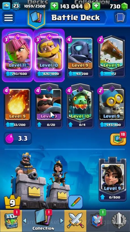 Clash Royale Accounts Midgame Lvl 23|Trophy 3795|KTL 9|Limited Skin|Card 58|1 EVO,2 Legend,14 Epic,19 Rare,20 5