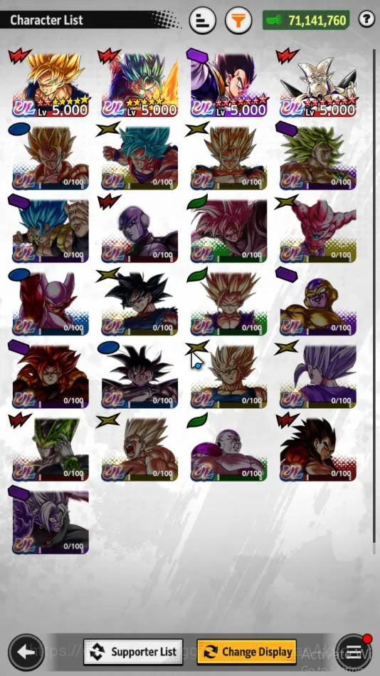 Dragon Ball Legends Accounts Starter 71M Total Power|LV160|4 UL+ 20 LL|Super Saiyan God SS Vegito,Omega Shenron,Vegeta,Super 3
