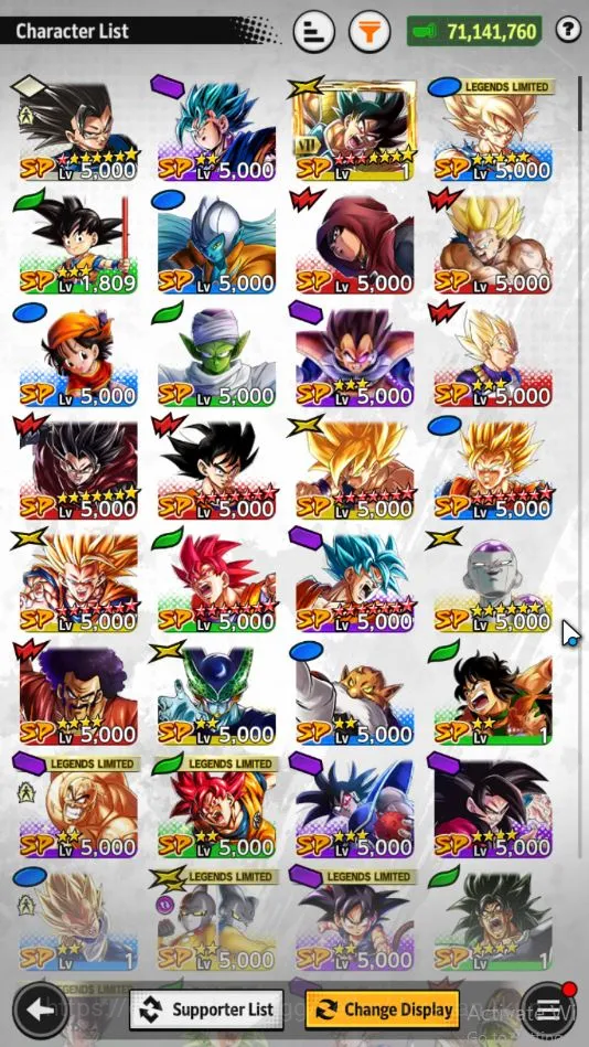 Dragon Ball Legends Accounts Starter 71M Total Power|LV160|4 UL+ 20 LL|Super Saiyan God SS Vegito,Omega Shenron,Vegeta,Super 5