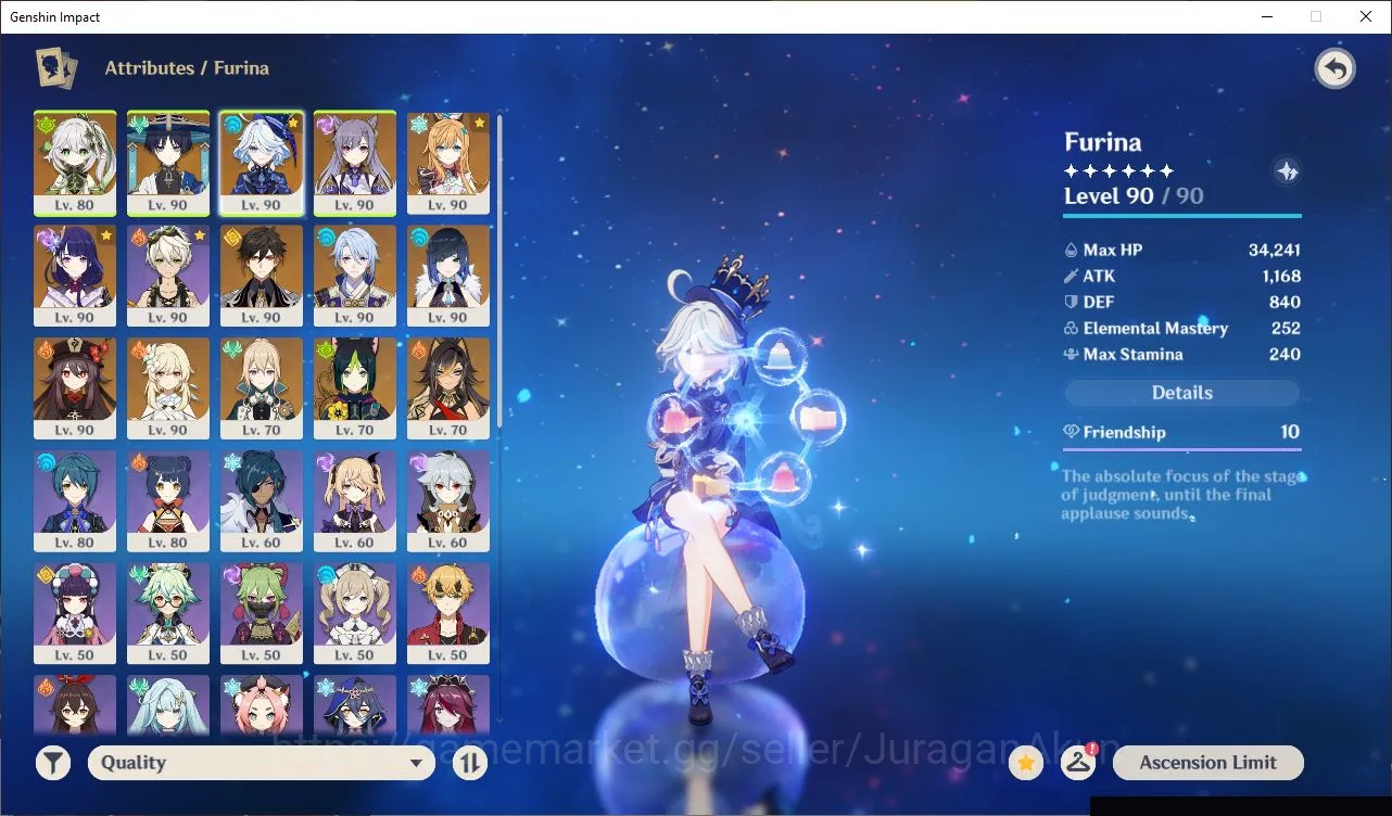 Genshin Impact Accounts Mid Game ASIA|AR57|9 Limited +4[5Star's Weapon]|Escoffier,Furina C1,Yelan,Nahida+Sign,Wanderer|MC 4